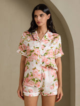 [Peonia Bianca] SilkSilky-IT Short Sleeve Notch Collar Pigiami da donna 001