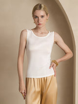 [Bianco] SilkSilky-IT Senza maniche Scollo rotondo Magliette donna 001