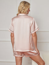 [Rosa] SilkSilky-IT Short Sleeve Lapel Collar Pigiami da donna 002