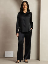 [Nero] SilkSilky-IT 19Momme Seta Colletto risvolto Women''s Outfit Sets 001,
