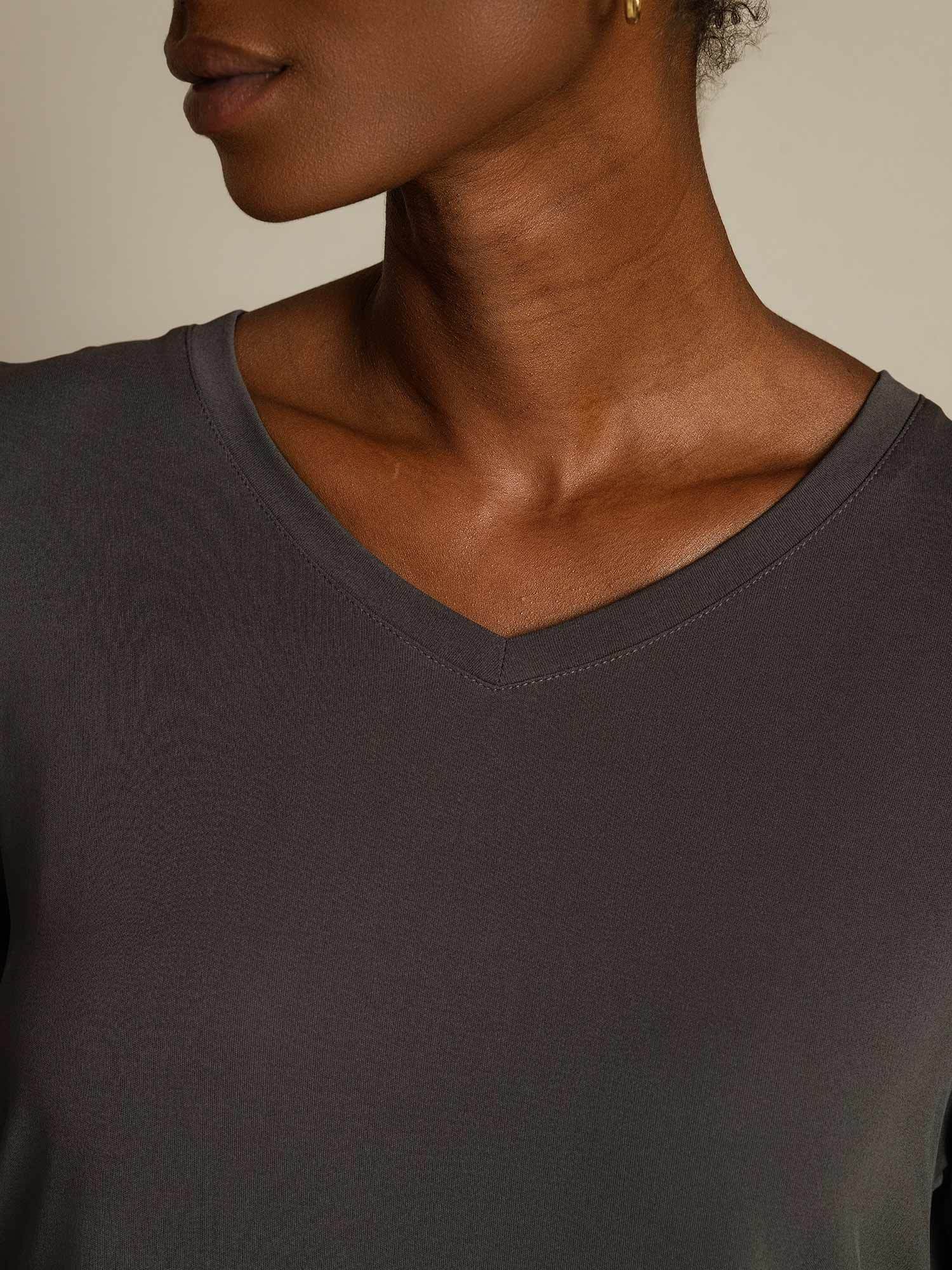 [Grigio] SilkSilky-IT Seta pura Womens T-Shirt 004,