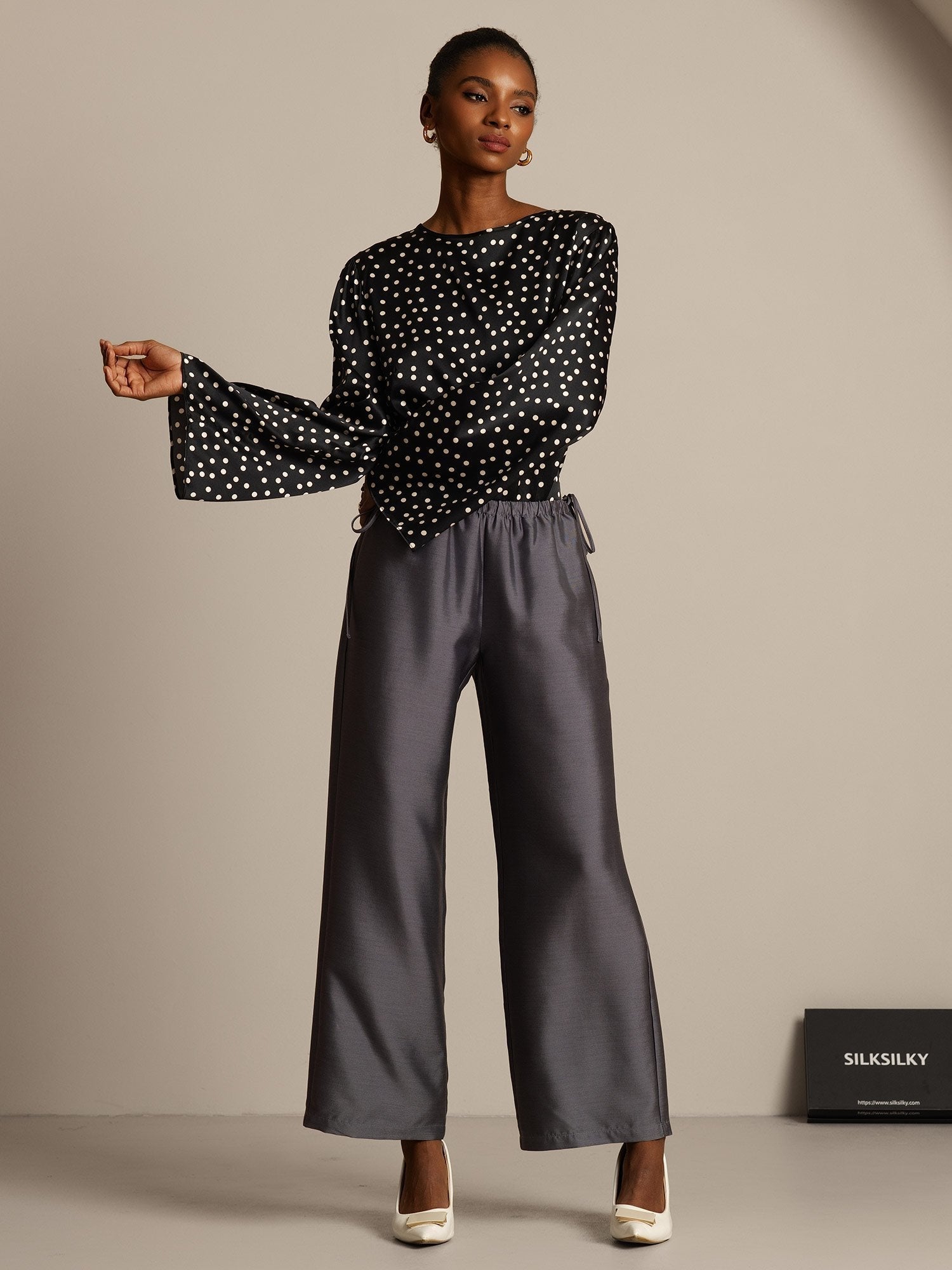 [Grigio] SilkSilky-IT 32Momme Seta Womens Pants 006,