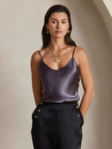 [Grigio Porpora] SilkSilky-IT Spaghetti Strap V Neck Cami 006