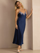 [Blu] SilkSilky-IT Sleeveless V Neck Vestiti da donna 003