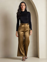 [Nero] SilkSilky-IT Manica lunga Dolcevita Magliette donna 007