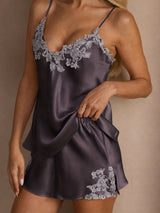 [Grigio Porpora] SilkSilky-IT Sleeveless V Neck Set di Bretelle 004