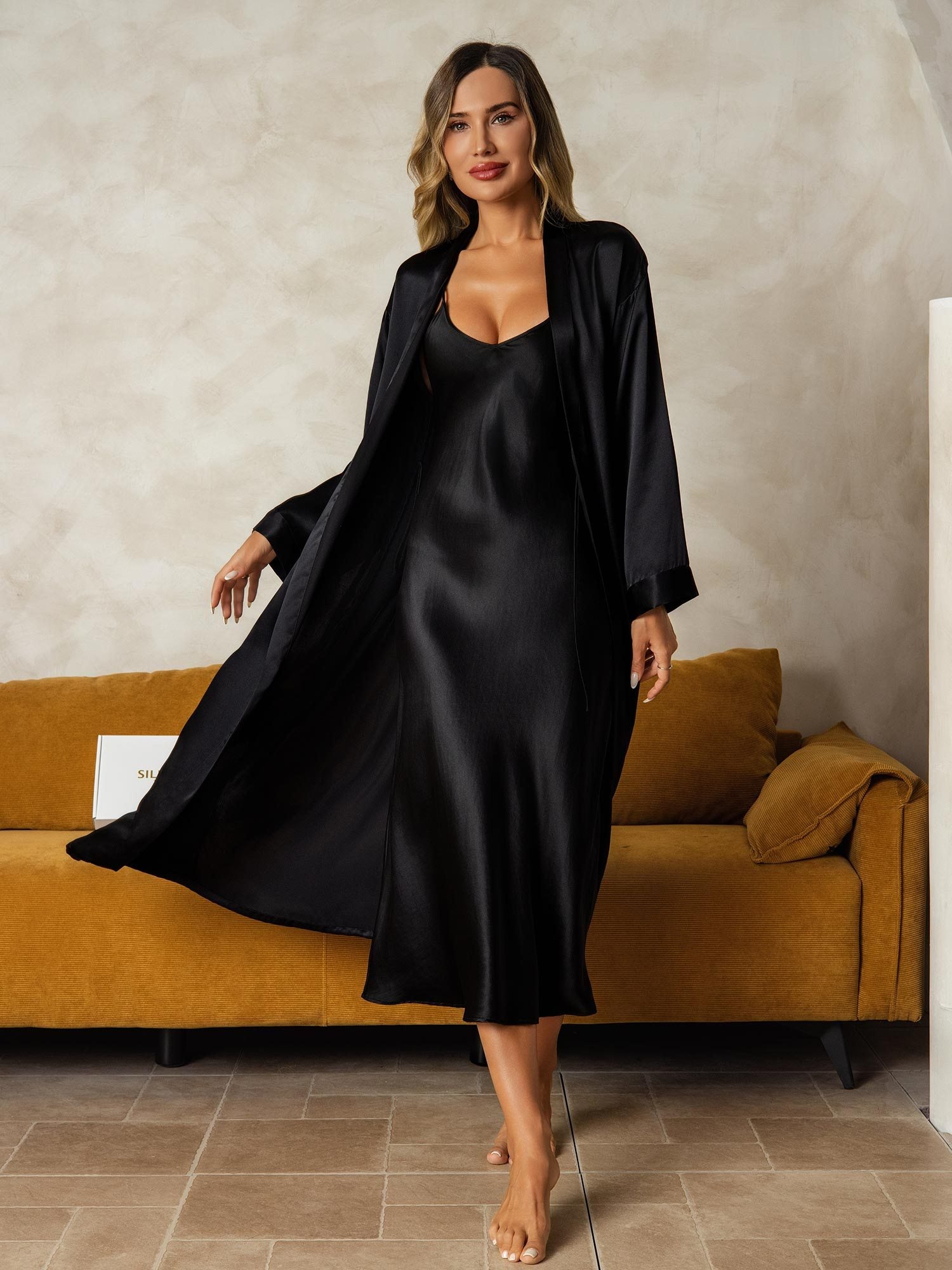 [Nero] SilkSilky-IT Seta pura Nightgown&Robe Set 001