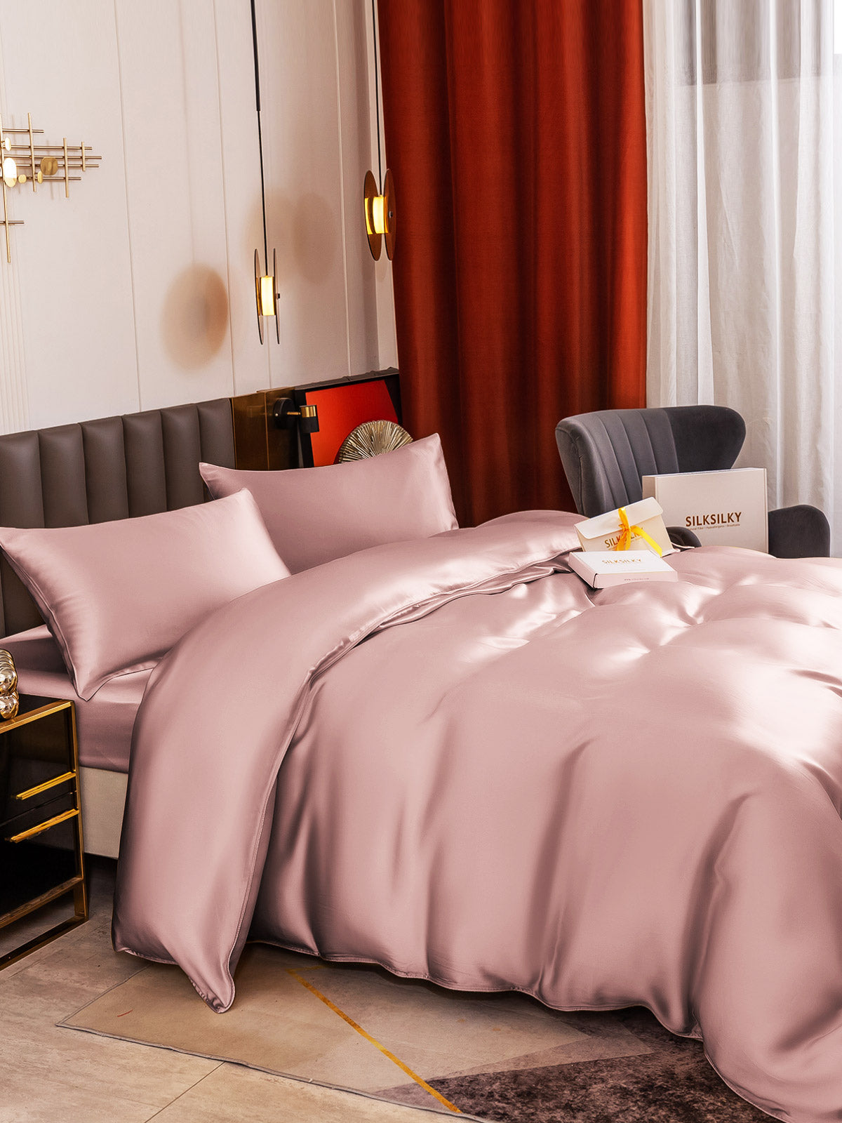 [Malva Pallido] SilkSilky-IT 19Momme Seta pura Bedding Set 006