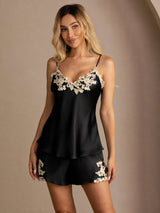 [Nero] SilkSilky-IT Sleeveless V Neck Set di Bretelle 003
