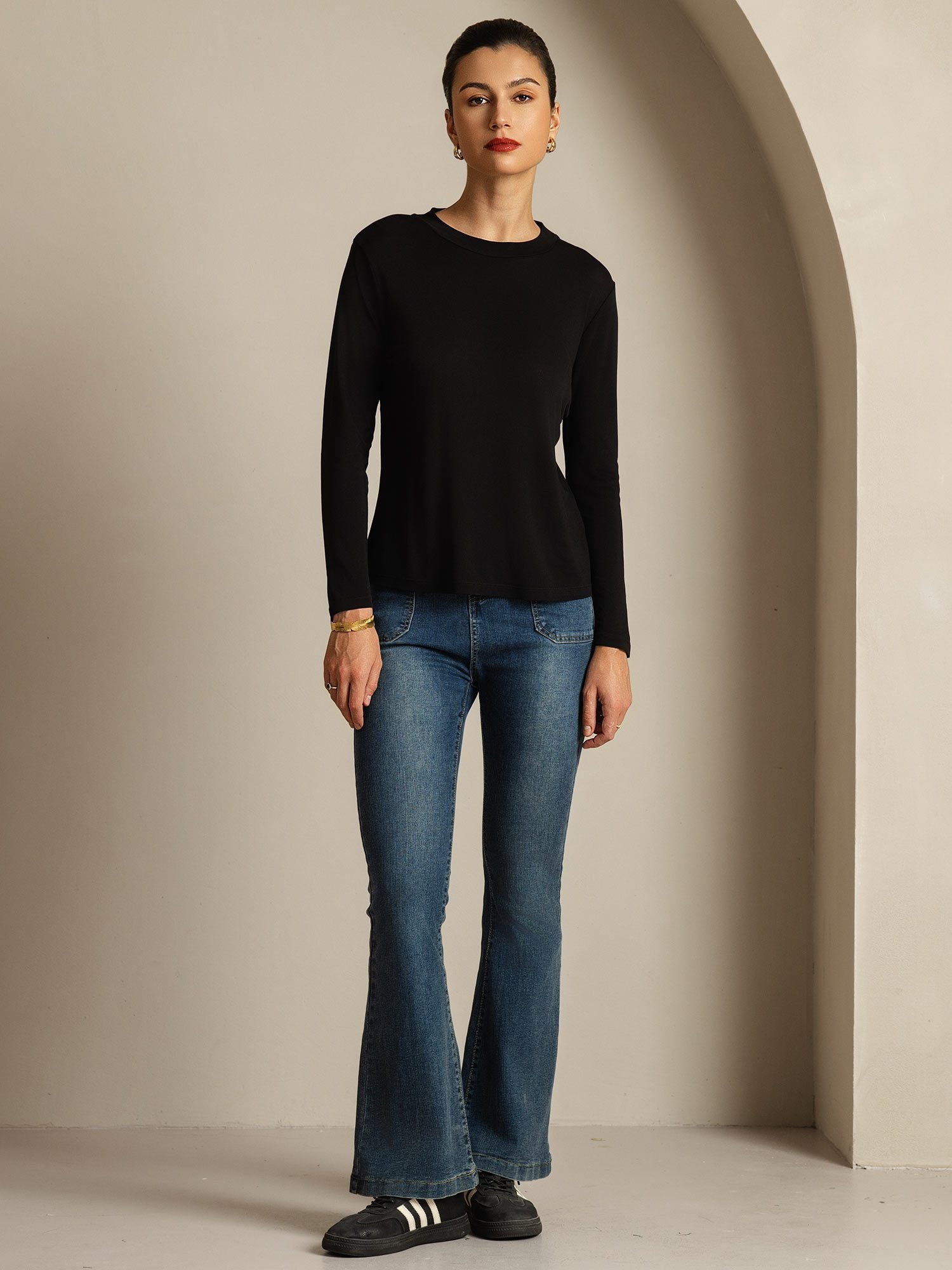 [Nero] SilkSilky-IT Seta pura Womens T-Shirt 004