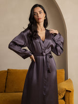 [Grigio Porpora] SilkSilky-IT Long Sleeve Vestaglia da donna 006