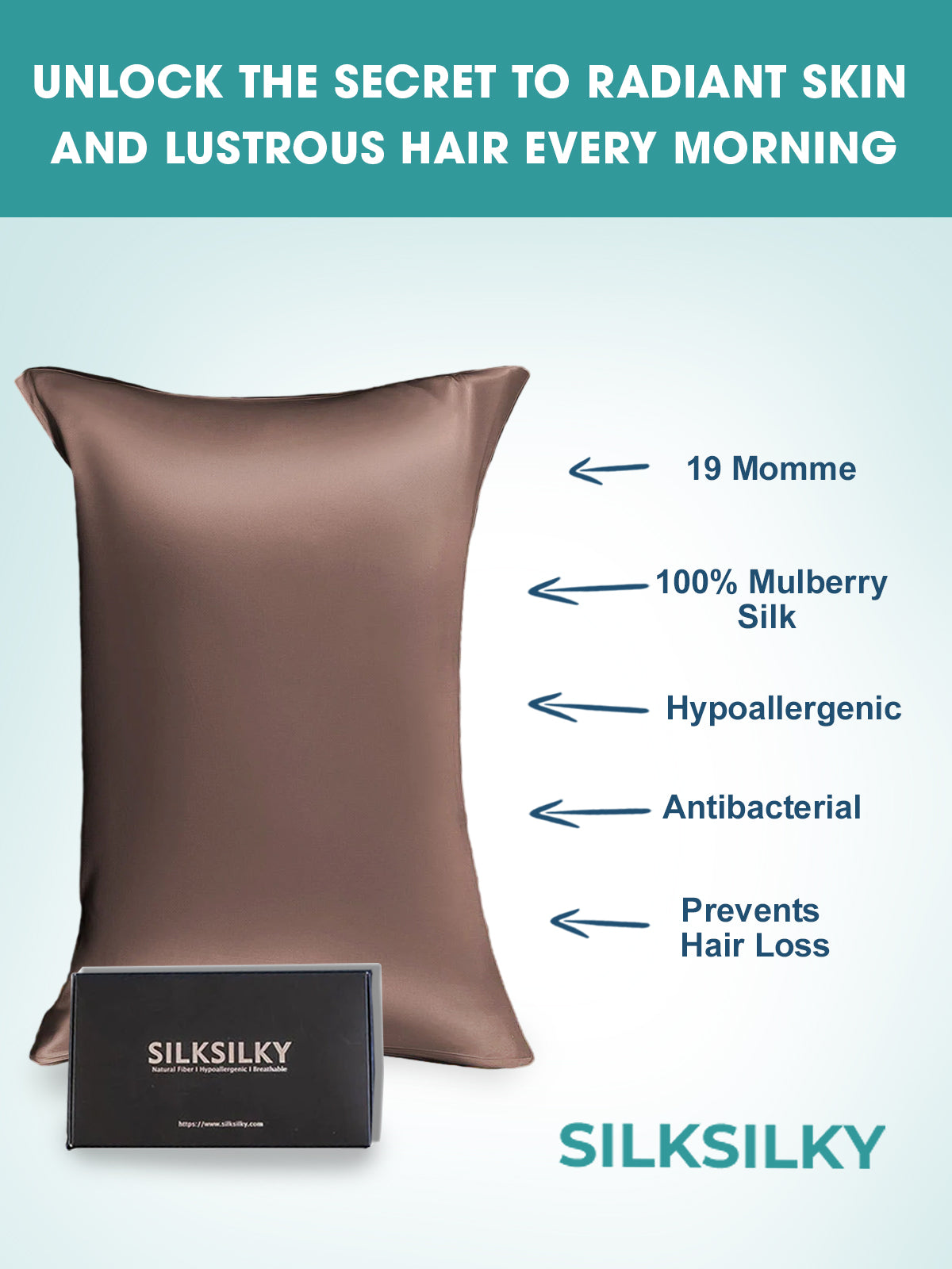 [Marrone] SilkSilky-IT 19Momme Seta pura Pillowcase 003