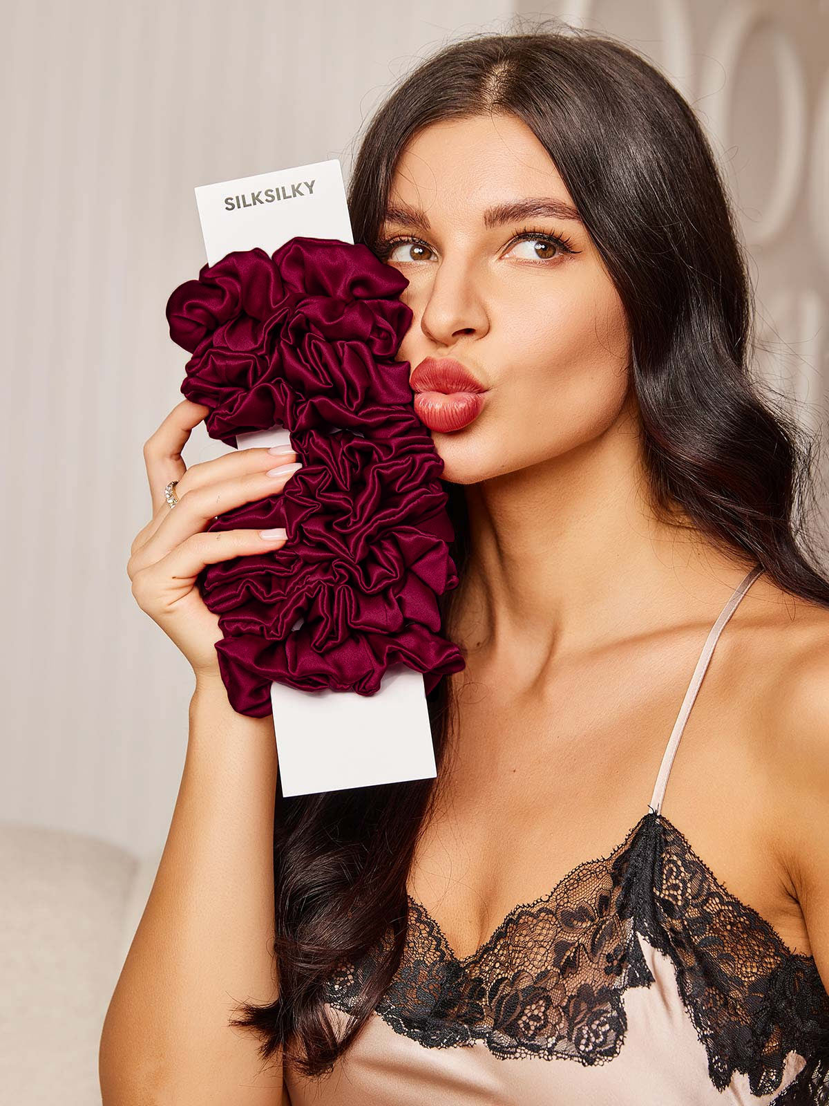 [Fucsia] SilkSilky-IT 19Momme Seta pura Scrunchie 002