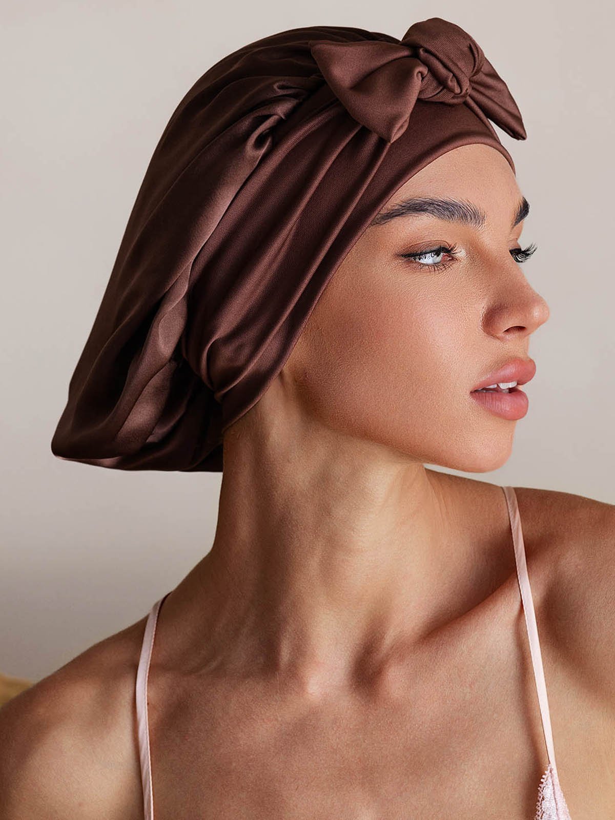 SilkSilky-IT Seta pura Sleep Cap Caffè 005