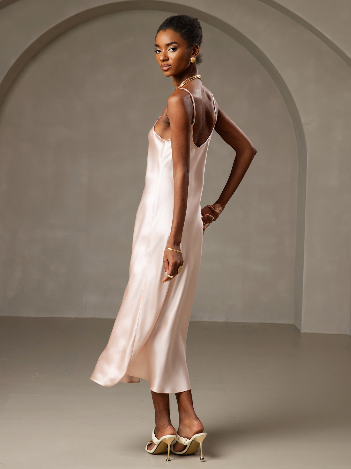 [Rosa] SilkSilky-IT Senza maniche Vestiti da donna 002