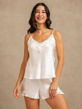 [Bianco] SilkSilky-IT Sleeveless V Neck Set di Bretelle 006