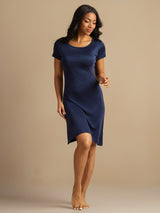 [Blu Scuro] SilkSilky-IT Short Sleeve Round Neck Abbigliamento per la casa da donna 007