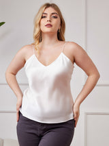 [Bianco] SilkSilky-IT Tirantes Finos Scollo a V Cami taglia grossa 004