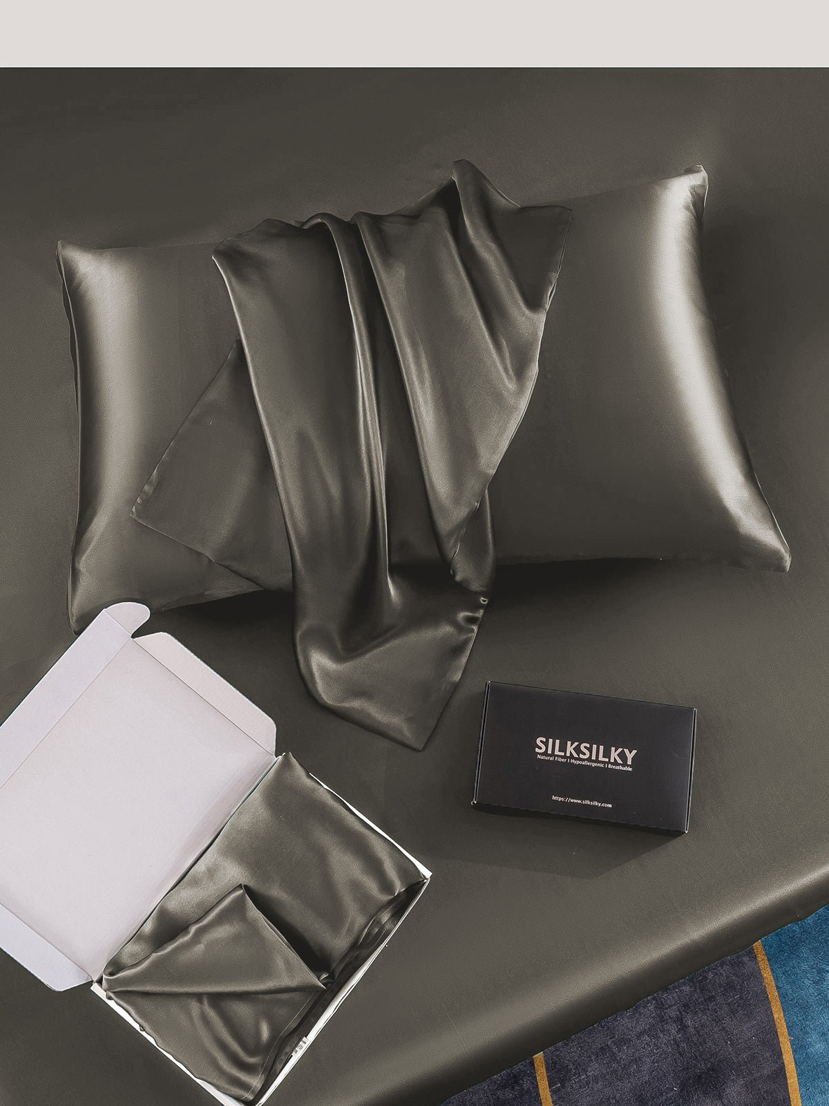 [Grigio Scuro] SilkSilky-IT 22Momme Seta pura Pillowcase 005
