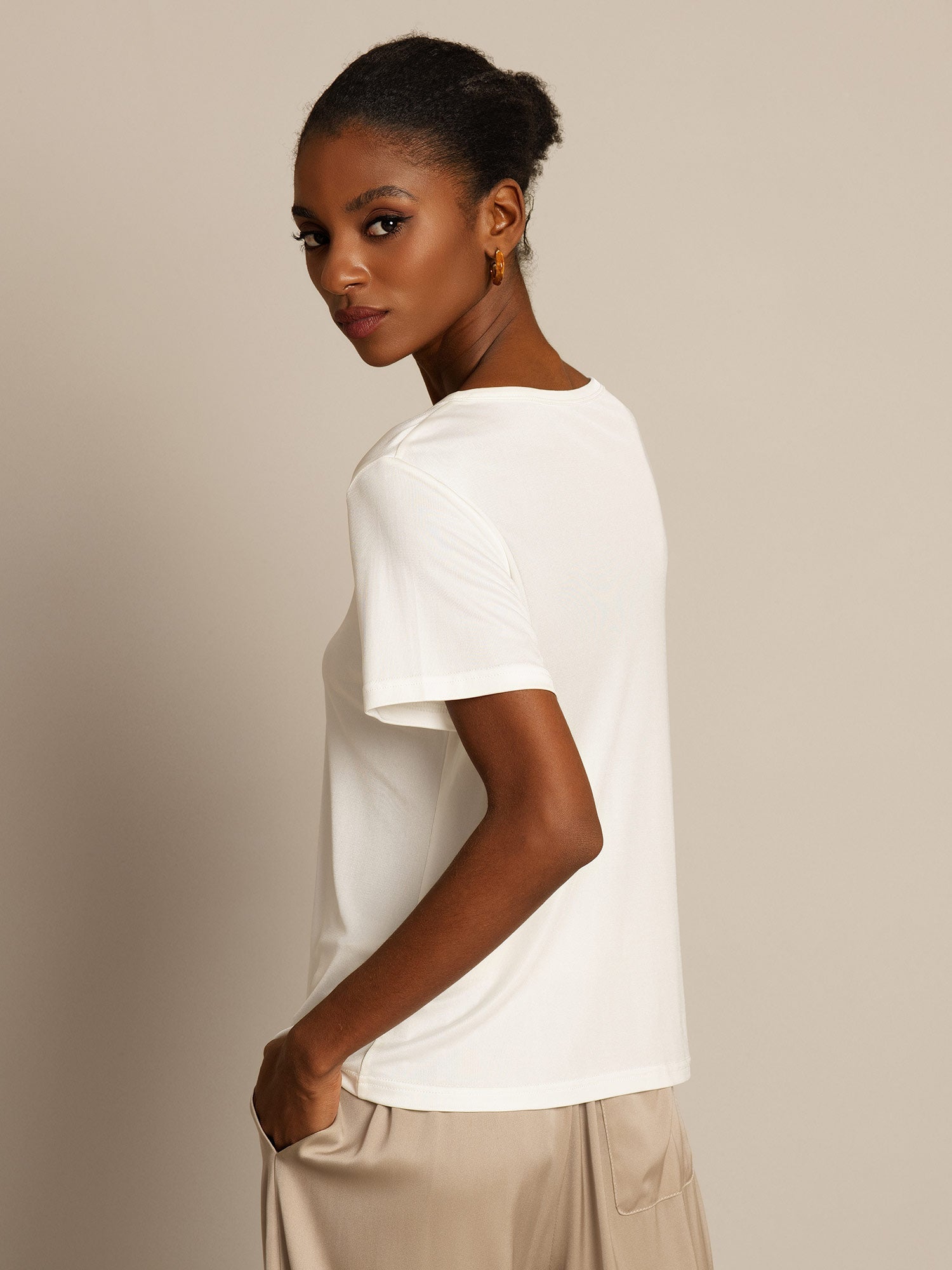 [Bianco] SilkSilky-IT Maniche Corte Womens T-Shirt 002