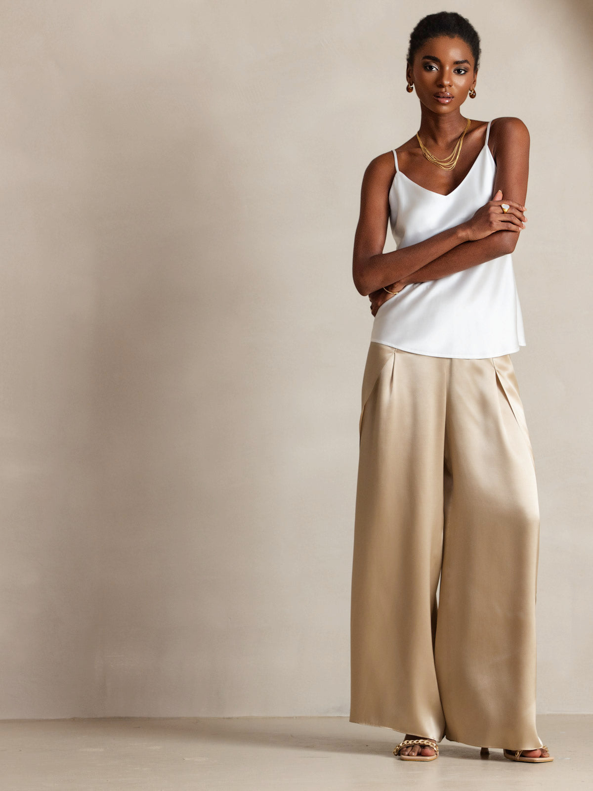 [Bianco] SilkSilky-IT Senza maniche Camisoles 006