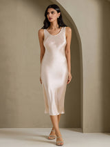 [Beige] SilkSilky-IT Sleeveless Vestiti da donna 007