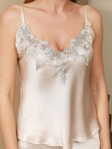 [Beige] SilkSilky-IT Sleeveless V Neck Set di Bretelle 004