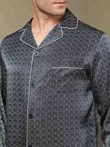[Ginkgo Blu Navy] SilkSilky-IT Long Sleeve Lapel Collar Pigiami da uomo 004