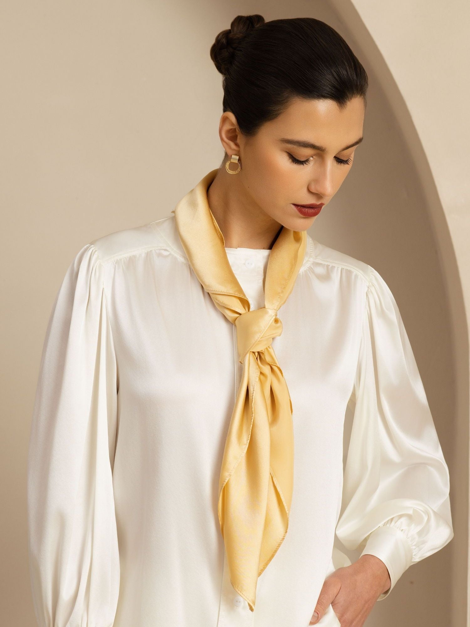[Champagne] SilkSilky-IT Seta Scarf 002