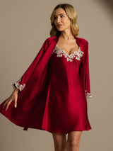 [Vino] SilkSilky-IT 3/4 Sleeve V Neck Set camicia e vestaglia 001