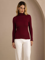 [Vino] SilkSilky-IT Long Sleeve Turtle Neck Magliette donna 001