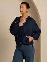 [BluScuro] SilkSilky-IT Manica lunga Collo alto Capispalla da donna 005