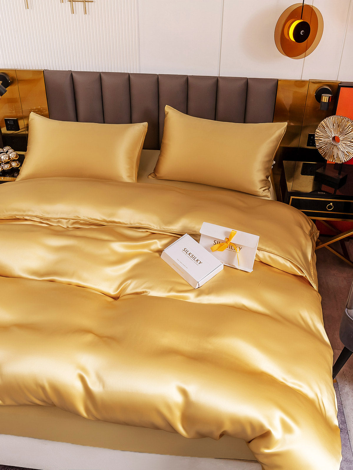 [Champagne] SilkSilky-IT 19Momme Seta pura Bedding Set 005