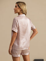 [Rosa Cuore Geo] SilkSilky-IT Maniche Corte Pigiami da donna 002