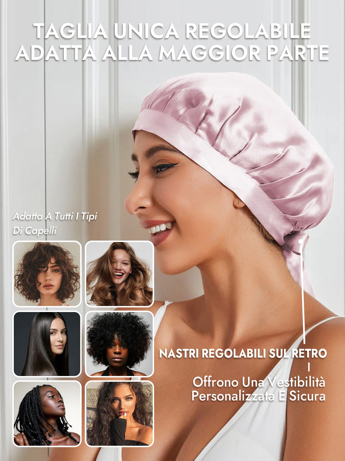 [Rosa Chiaro] SilkSilky-IT Cuffia di seta 006