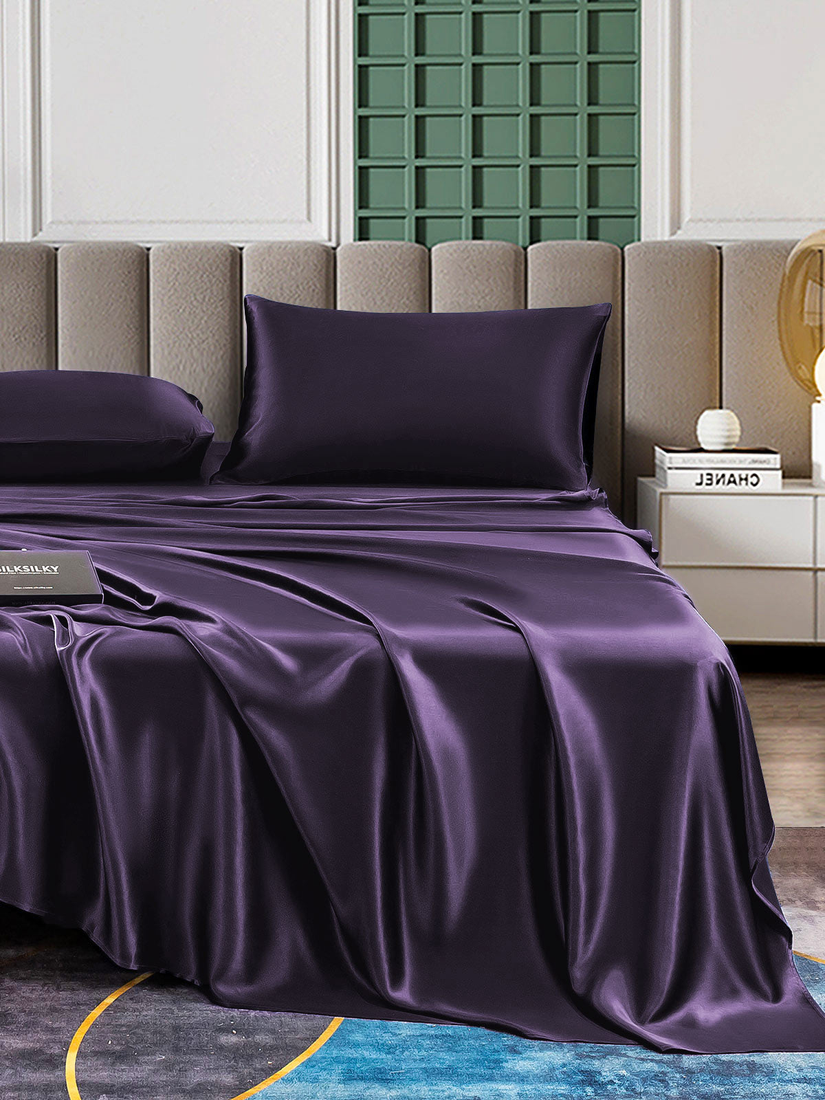 [Viola Scuro] SilkSilky-IT 22Momme Seta pura Bedding Set 005,