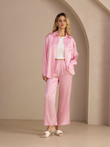 [Riga Diplomatica Rosa] SilkSilky-IT Long Sleeve Lapel Collar Women's Outfit Sets 007