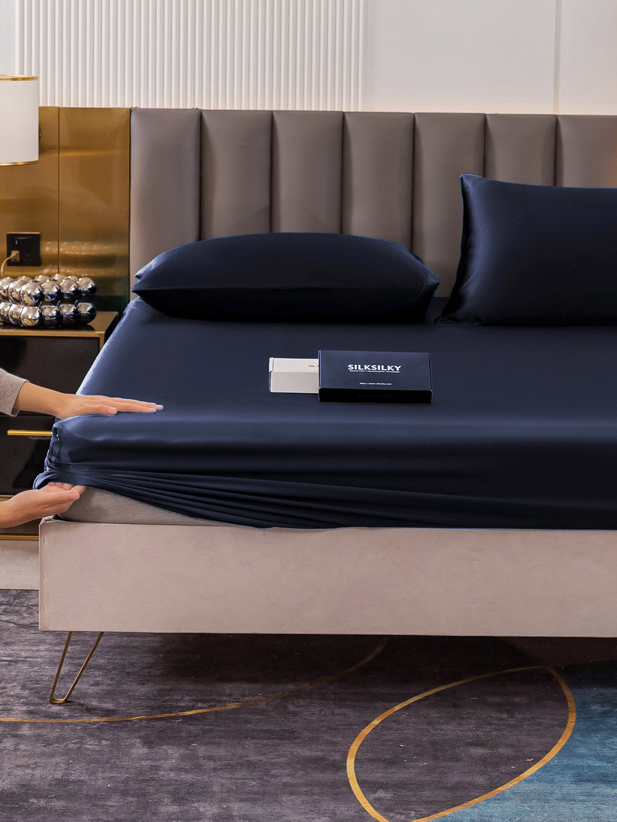 [Blu Scuro] SilkSilky-IT 19Momme Seta pura Bedding Set 006