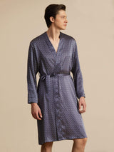 [Ginkgo Blu Navy] SilkSilky-IT Long Sleeve V Neck Vestaglia da uomo 001
