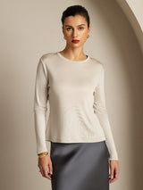 [Grigio] SilkSilky-IT Long Sleeve Crew Neck Magliette donna 008