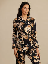 [Drago Nero] SilkSilky-IT Long Sleeve Lapel Collar Pigiami da donna 004