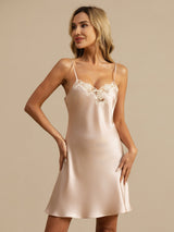 [Rosa] SilkSilky-IT Sleeveless V Neck Camicia da notte 004