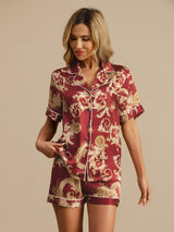 [Drago Vino] SilkSilky-IT Short Sleeve Lapel Collar Pigiami da donna 004