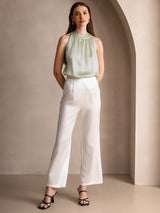 [Verde Chiaro] SilkSilky-IT Sleeveless Halter Magliette donna 007