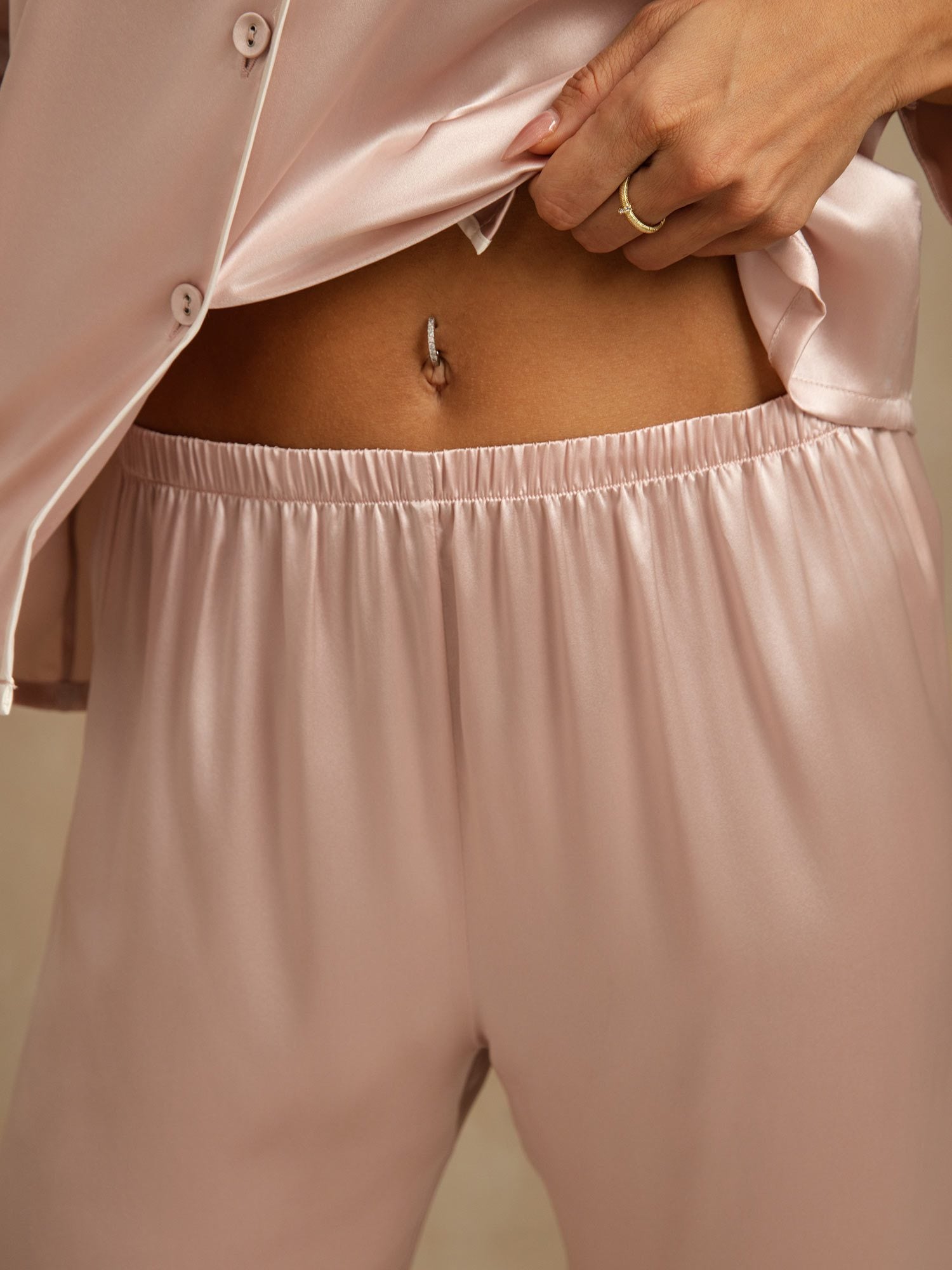 [Rosa] SilkSilky-IT Seta pura Colletto risvolto Pigiami da donna 005