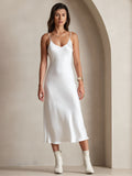 SilkSilky-IT Seta pura Senza maniche Dress Bianco 004