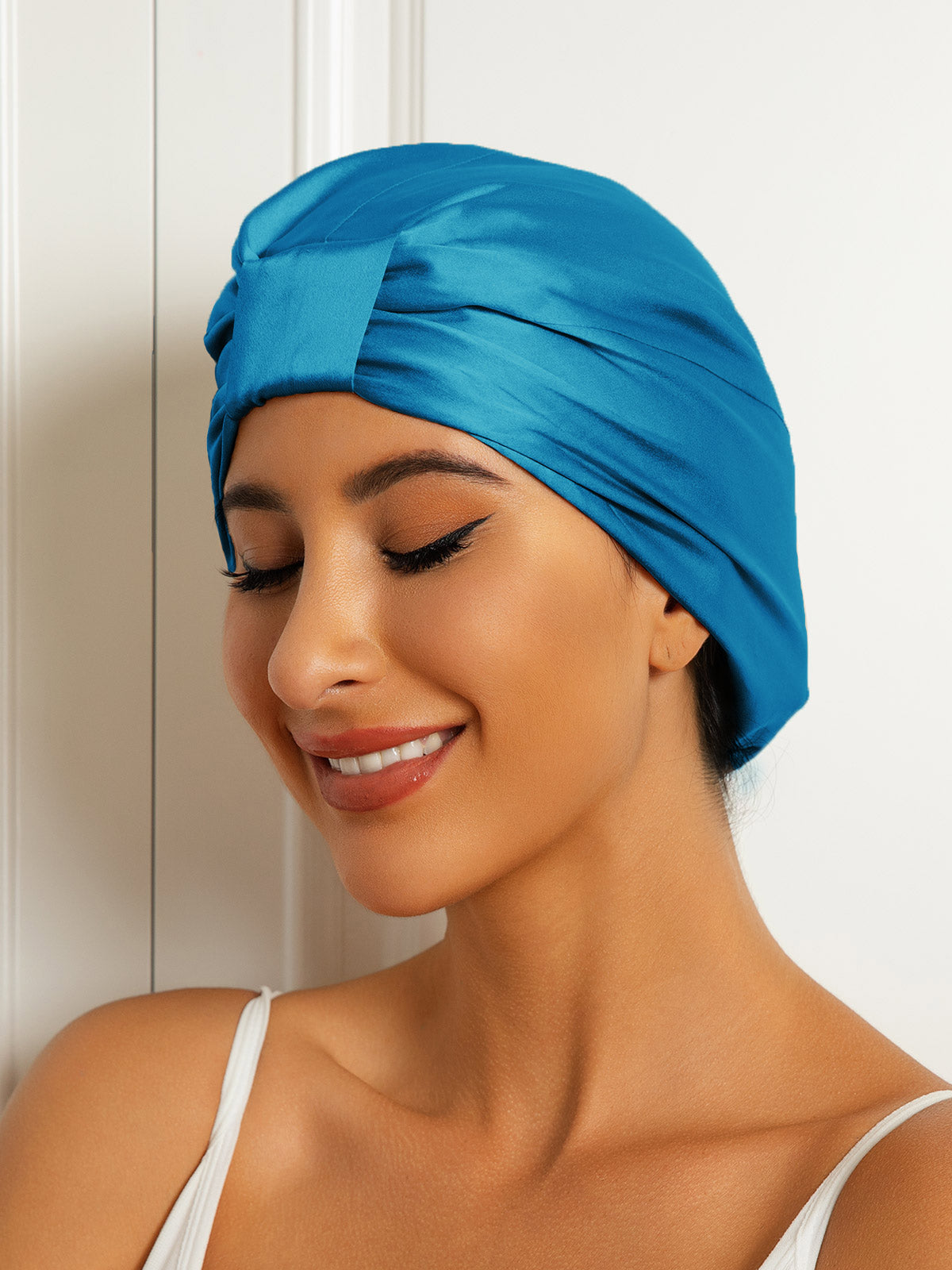 [Verde Acqua] SilkSilky-IT Seta pura Sleep Cap 002