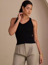 [Nero] SilkSilky-IT Sleeveless Deep V Neck Cami 004