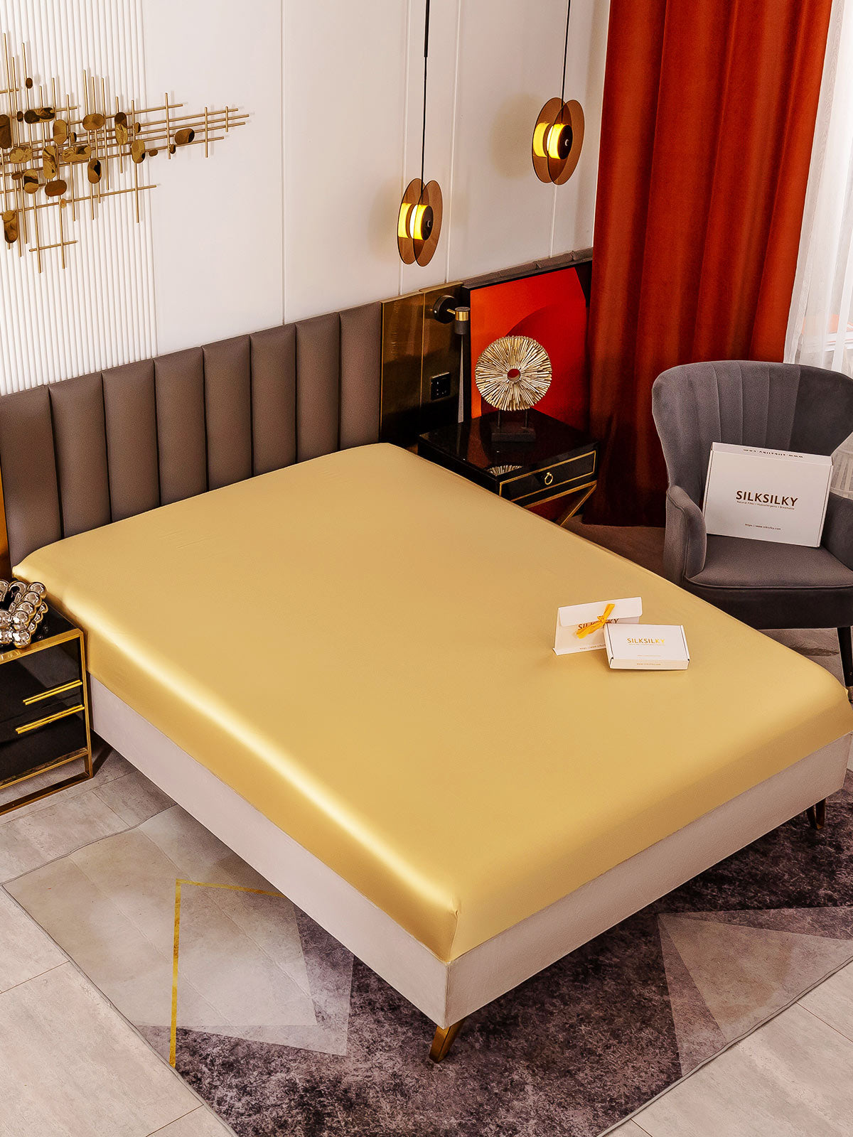 [Champagne] SilkSilky-IT 19Momme Seta pura Sheet 001
