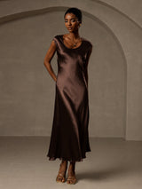[Caffè] SilkSilky-IT Cap Sleeve Vestiti da donna 005